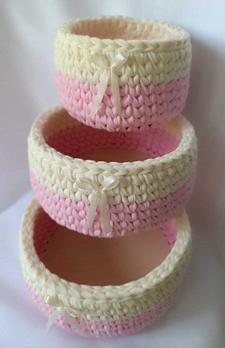 Неповторимый набор корзин из трикотажной пряжи