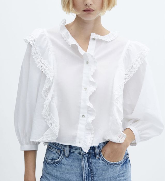 Camasa Mango S dantela bumbac livrare gratuita