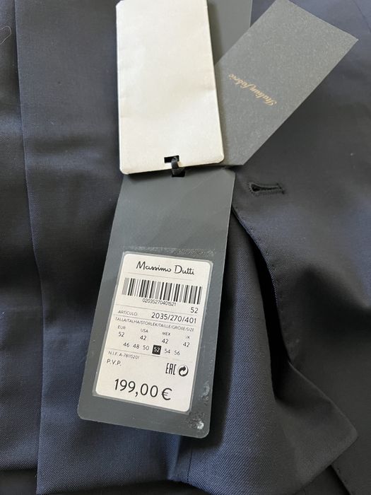 Costum Massimo Dutti  sacou 52 blue pantaloni 40 nou