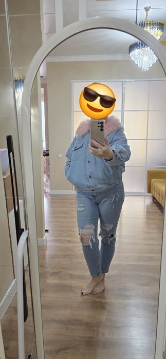 Тёплая джинсовая куртка женская.