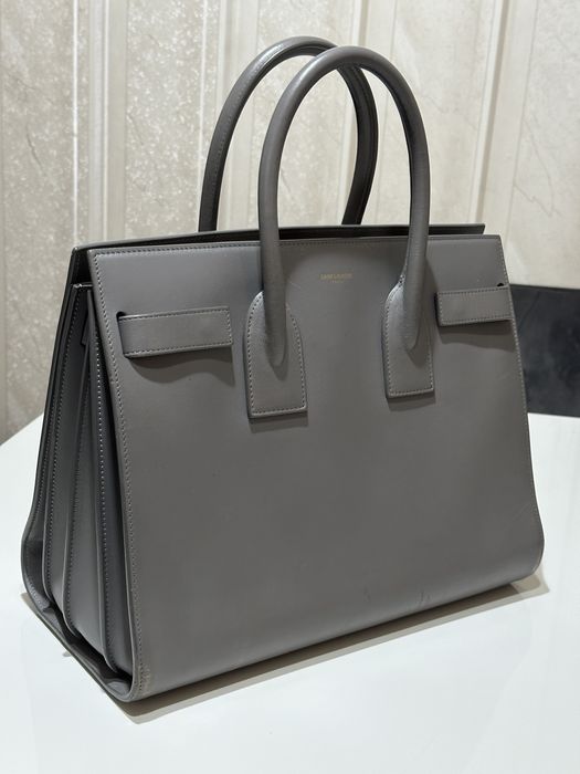Дамска кожена чанта Saint Laurent Sac De Jour Large / Grey