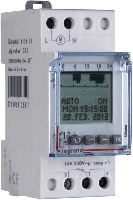 Legrand AlphaRex D21 Comutator programabil săptămânal, 1 canal, 56 de programe - 412631