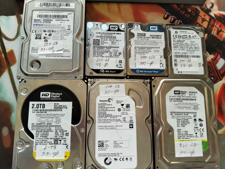 HDD 2 TB 500 GB 320 GB