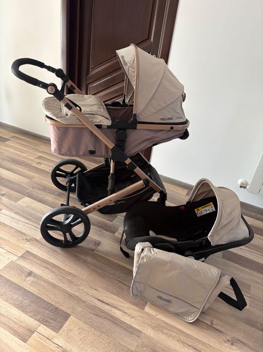 Căruț 3 in 1 landou , parte sport + scoică auto