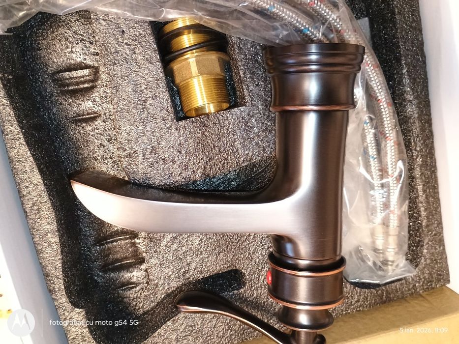 Baterie lavoar retro Stehen, neagra, montare pe chiuveta, cod 1341