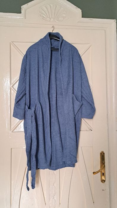 Памучен халат с колан и кърпа