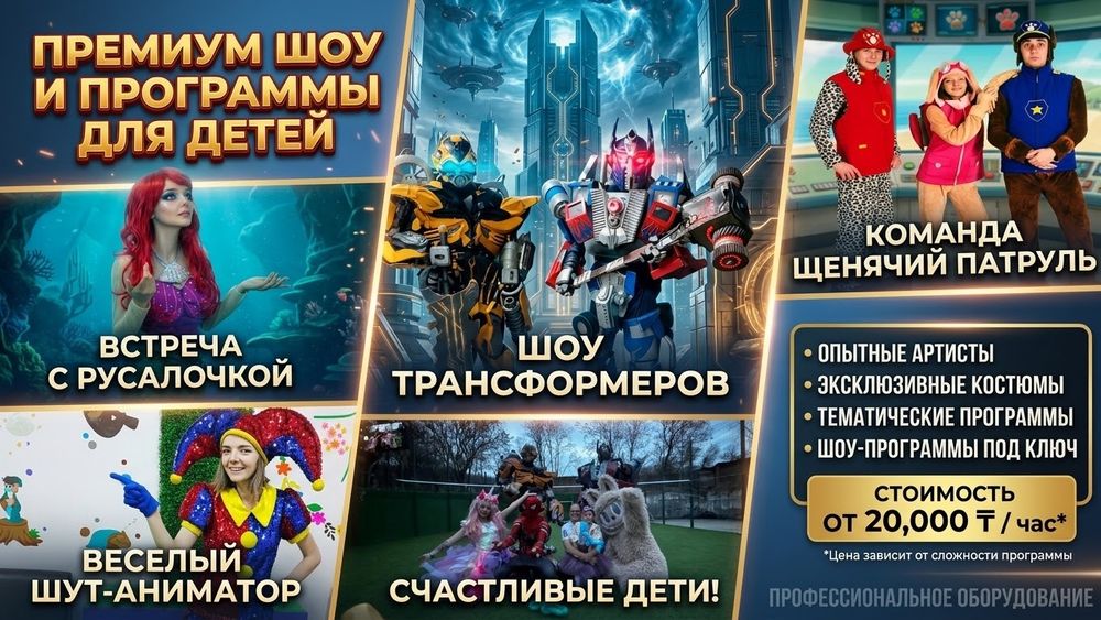 Аниматоры на праздник Трансформеры Халк пузыри химия азотное шоу горил