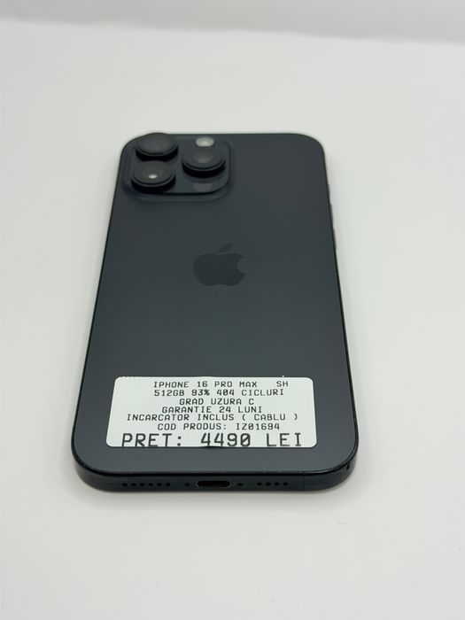 Iphone 16 Pro Max 512GB 93% Garantie Rate BuyBack - zonemag.ro