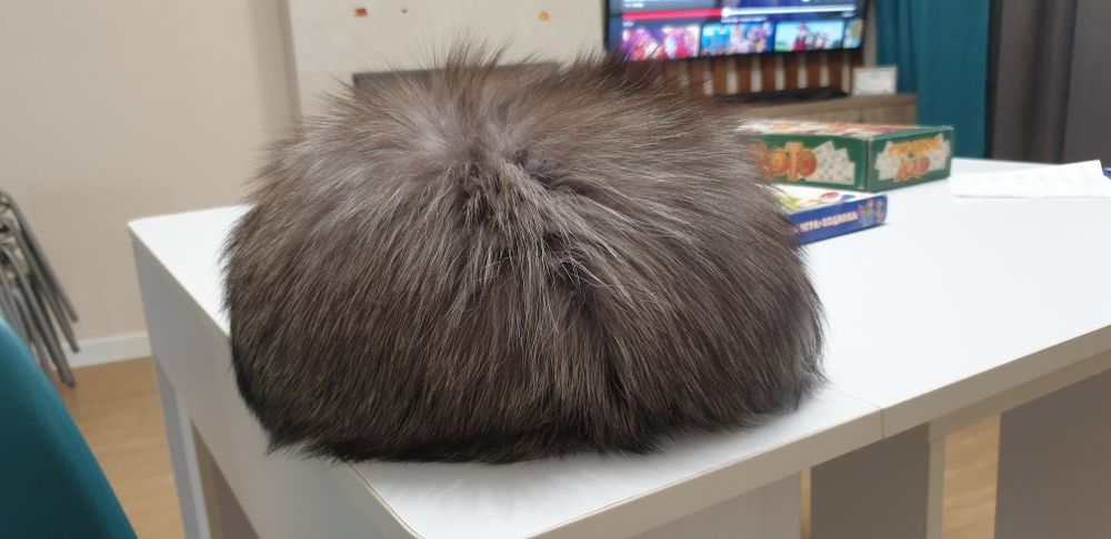 Шапка песцовая серая