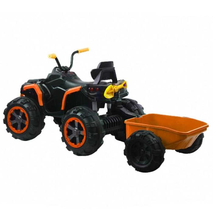 ATV electric Kinderauto BJ1289 2x 35W 12V scaun tapitat remorca Orange