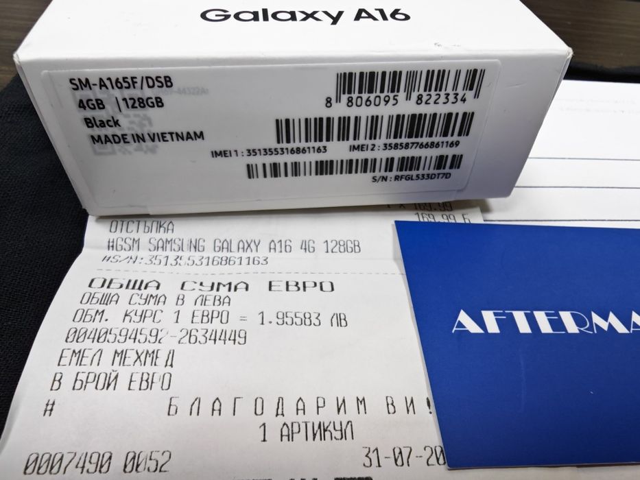 ^^^ ЧИСТО НОВ  128GB Samsung A16 Гаранция от Vivacom до 2028год. Black