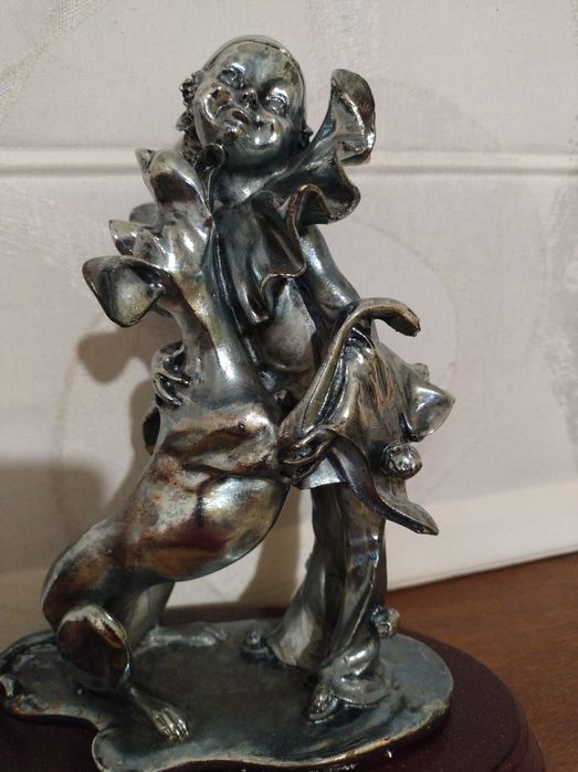 Страхотна статуя на Клоун и куче ръчна,1100 гр. Тежи