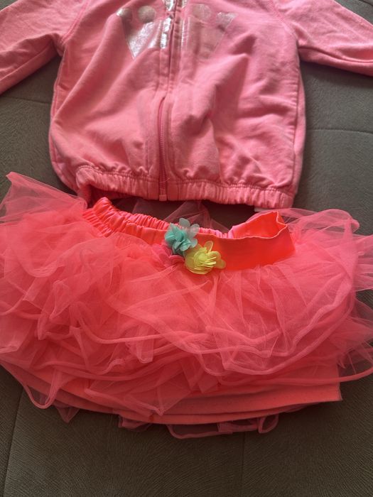 Бебешка туту пола и суитчър с апликация корона