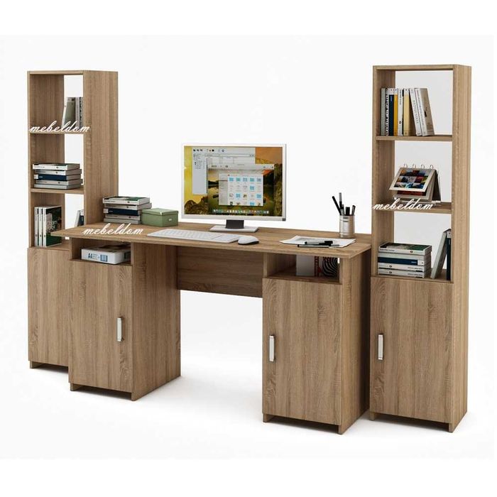 Бюро 143см. с 2 плавни врати и 2 етажерки с плавни врати(код-0915)