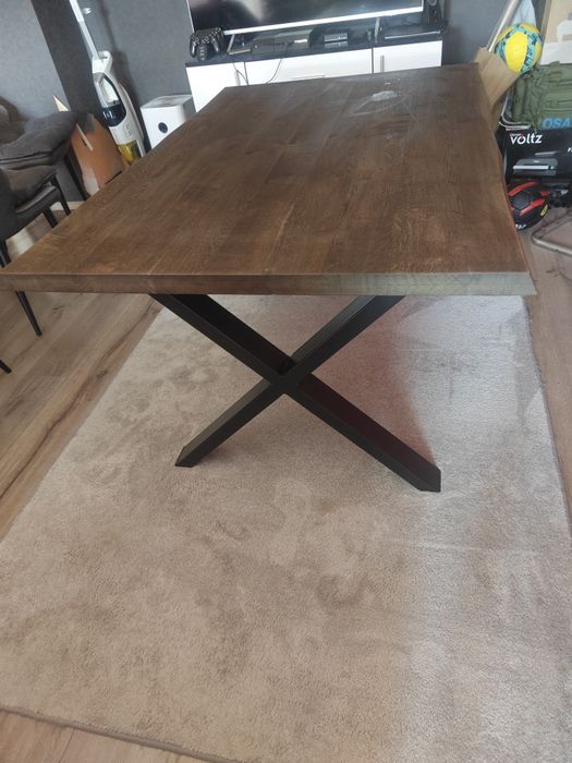 Трапезна маса КАСТЕЛ-3 с плот  от дъбов масив 140/95/75h