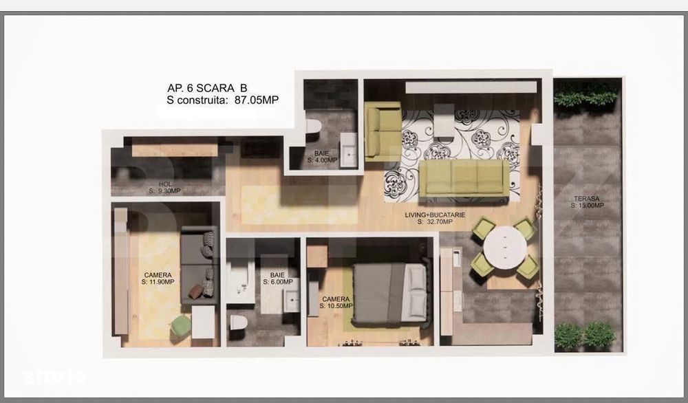 Apartament cu 3 camere, 87 mp, zona Centrala — fotografia 1