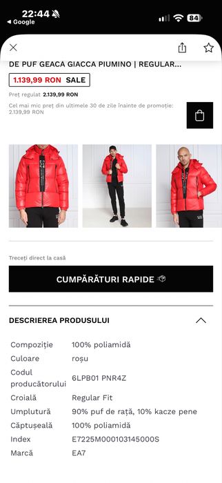 Geaca armani de puf pt barbati  xxl