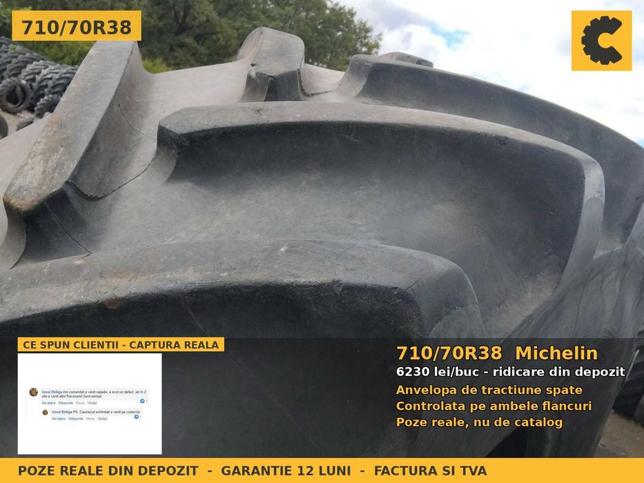 Cauciucuri Anvelope 710/70R38 710/70 R38 710 70 R38 7107038 Michelin Tractor Punte Spate Tractiune SH Second Hand FACTURA TVA Garantie 1 An Stoc Real
