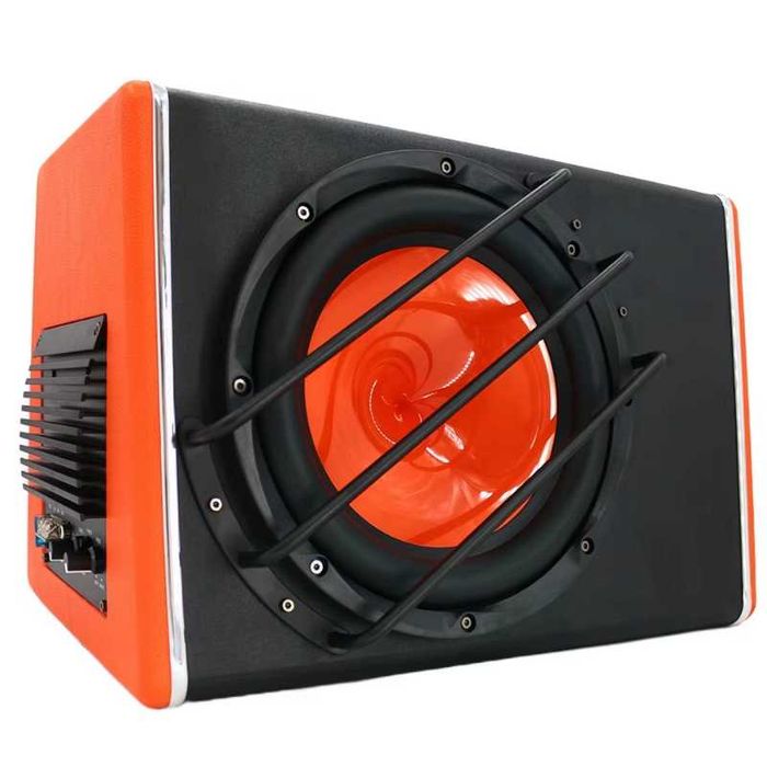 Бас каса 3800W за кола - субуфер с 10” високоговорител и интегриран усилвател + окабеляване