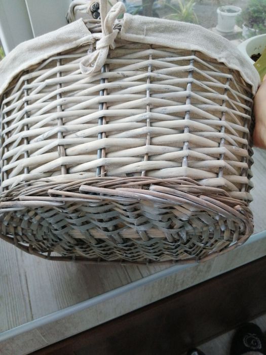 Плетена кошница с дръжка, панер, 40 см, декорация