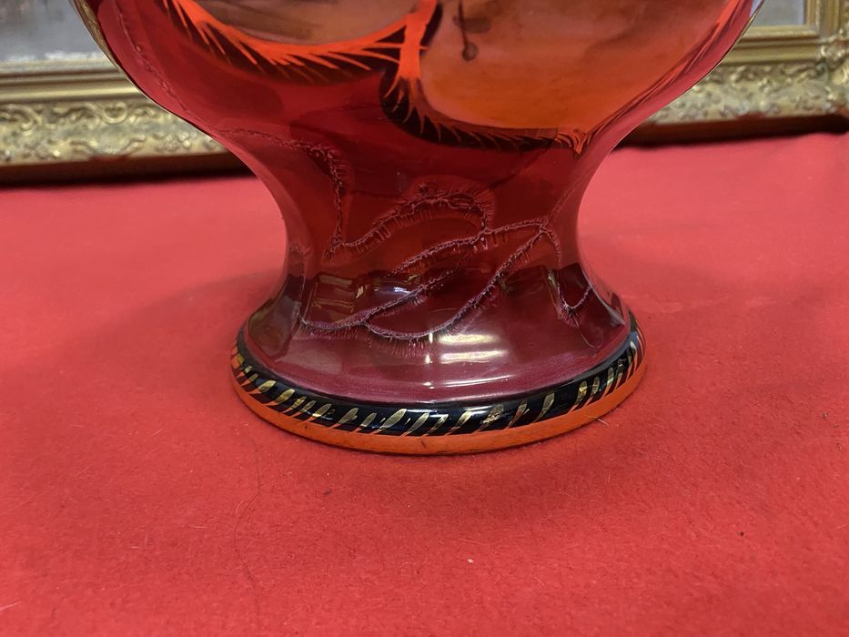 Винтидж ваза с капак H Biquet Belgium 1960 1980 пойна птица