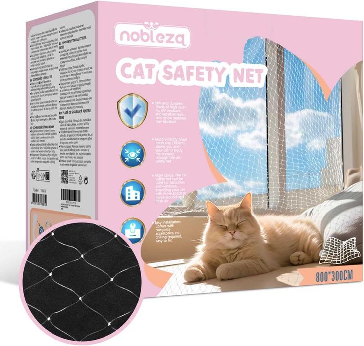 Мрежа за тераса за котки Nobleza 8 x 3 м