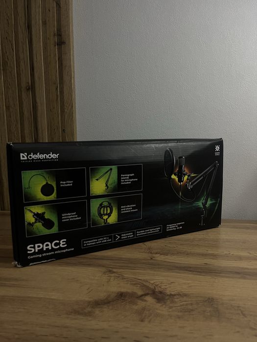 Стримерский микрофон Defender Space новый