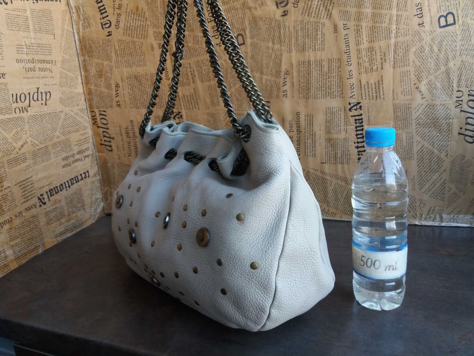 дамска чанта бежова,кожена торба-естествена кожа