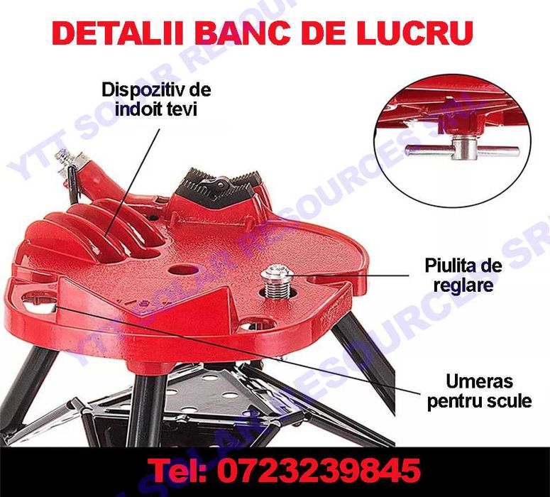 Suport / capra / trepied cu menghina / lant pt filetat tevi 1/8"-6"