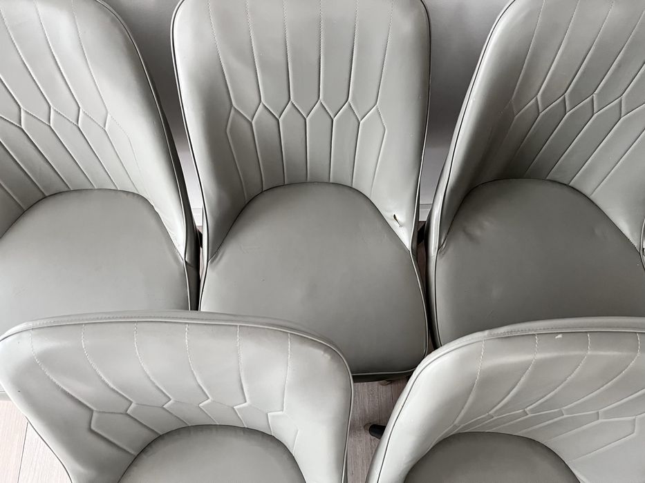 Scaune (set 6), piele ecologică, picoare metalice