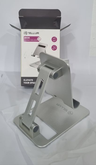 Suport de telefon pentru birou Tellur din aluminiu