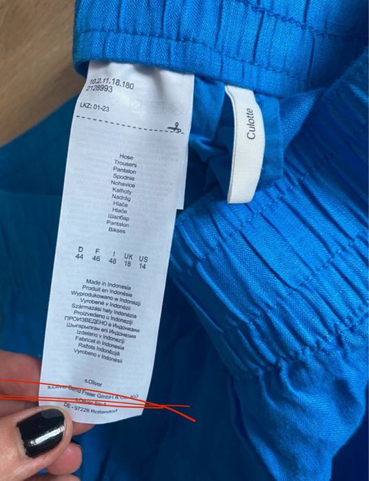 Pantaloni culotte din in S.Oliver noi, marime 44 (XXL)