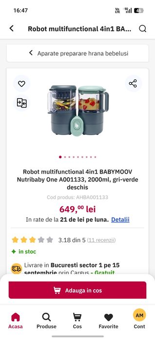 Vând robot multifuncțional 4 în 1 Nutribaby