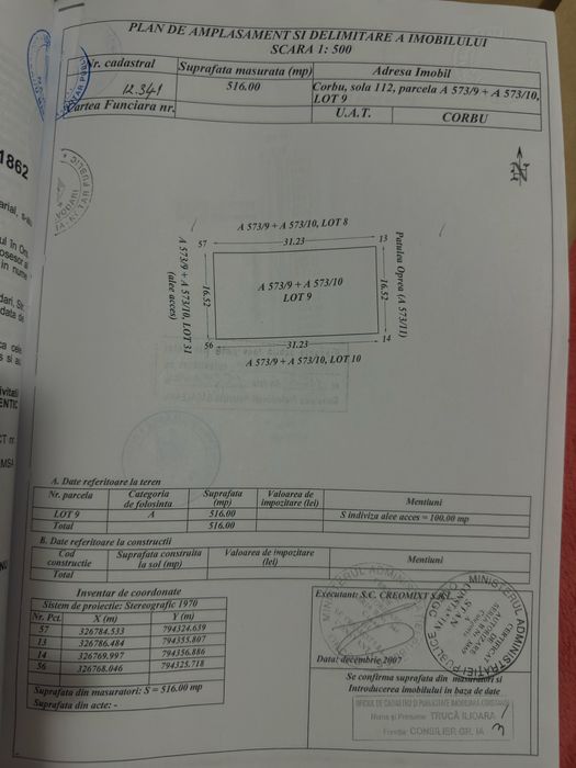 Teren CORBU – 516 mp – LOT 9 – aproape de Plaja Corbu