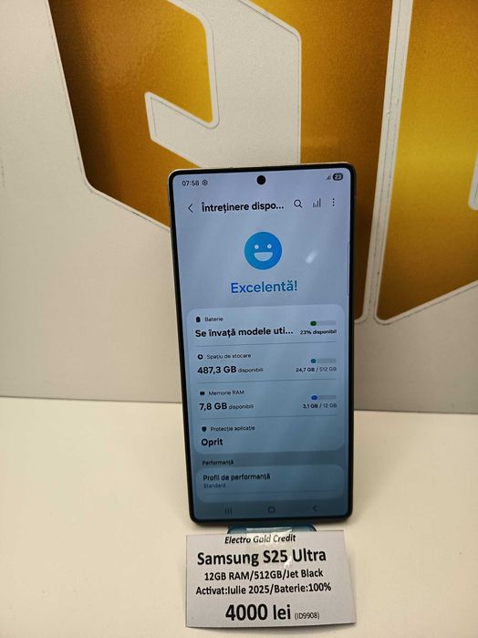 Samsung S25 Ultra 5G 12GB RAM/512GB/Titanium Black/Baterie:100% ID9908