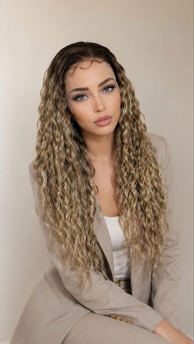 Руса перука afro curls lace front 86cм 13x4