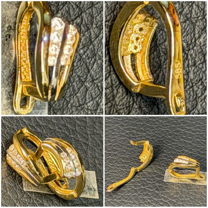 Чисто нови  Златен пръстен обеци 14 карата 585 gold prasten obeci zlato zlaten