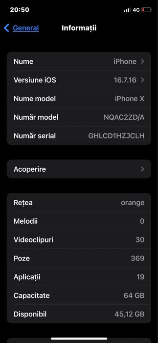 Vand iphone x 64 gb