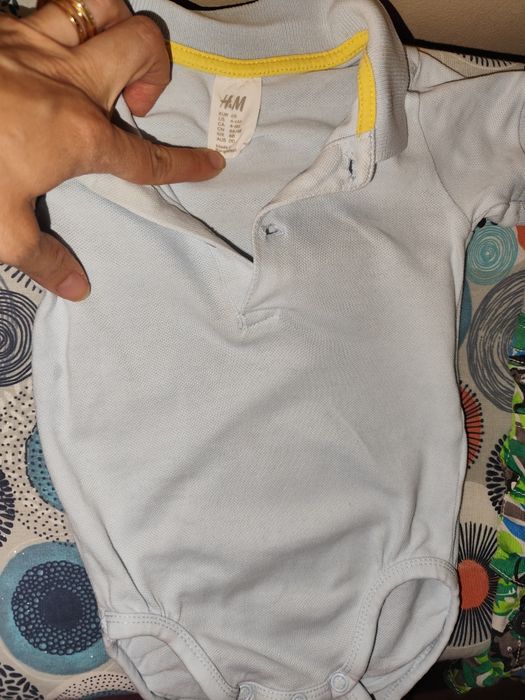 Тънък летен бебешки сет - гащеризон, боди, панталон3-6м