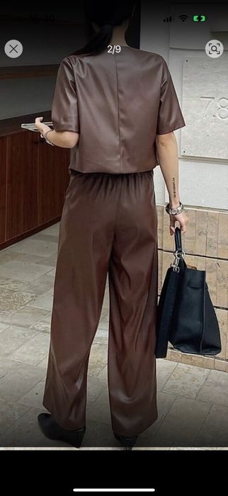 Нов кафяв кожен костюм