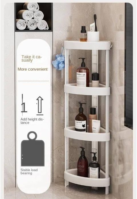 Стеллаж уголок для ванной, кухни. Прочный пластик