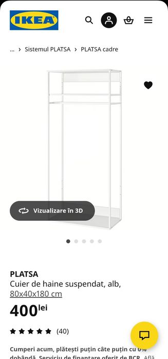 SIGILAT, NOU, Cuier de haine, IKEA PLATSA, alb, 80x40x180 cm