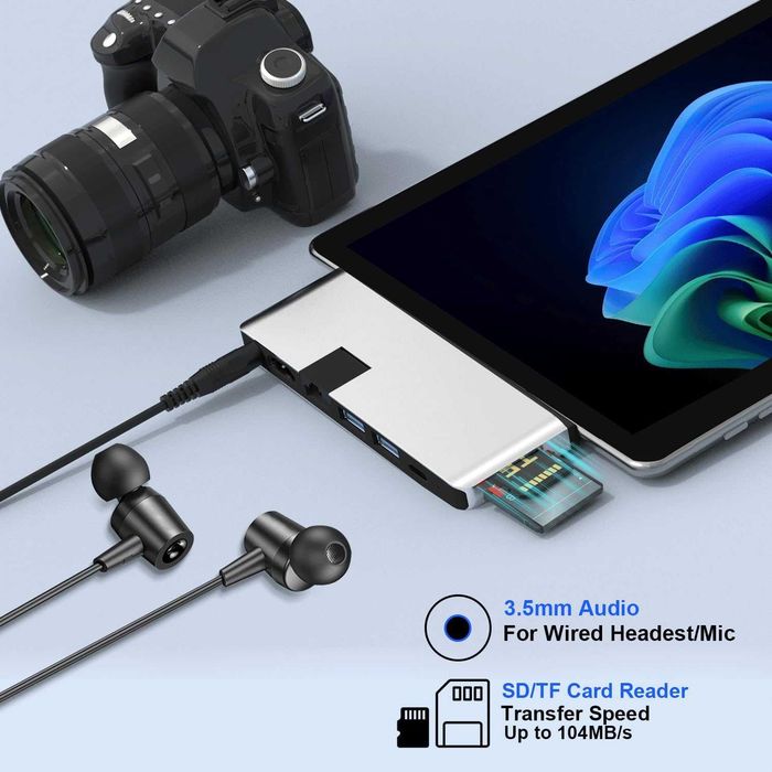 Докинг станция за Surface Pro 12, хъб за Surface Pro 12 с 4K HDMI, USB-C Thunderbolt 4