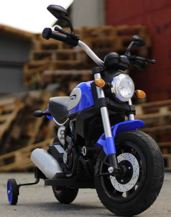 Motocicleta electrica pentru copii QK307 2x30W, roti Gonflabile #Blue