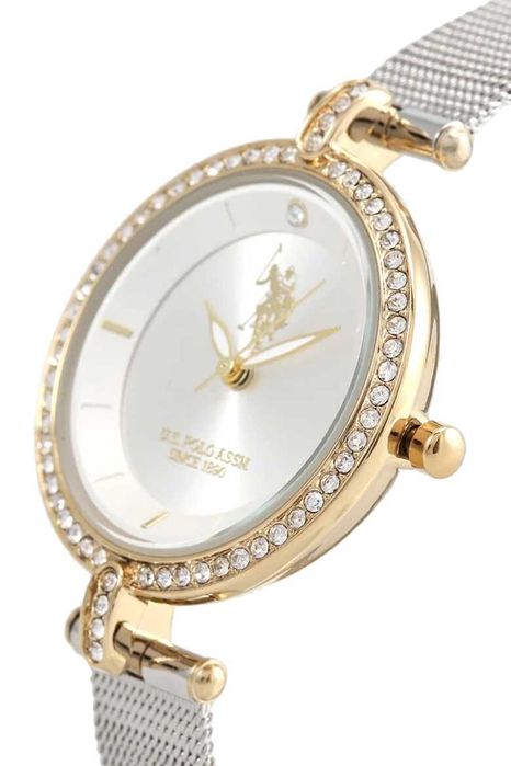 U.S. Polo Assn часовник - бижу с циркони сребристо и златно