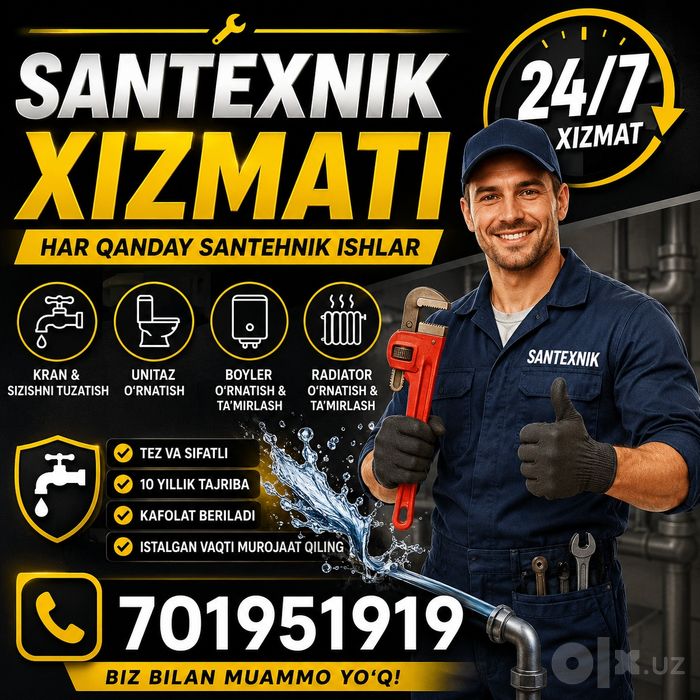 Santexnik xizmati 24/7 Сантехник хизмати 24/7