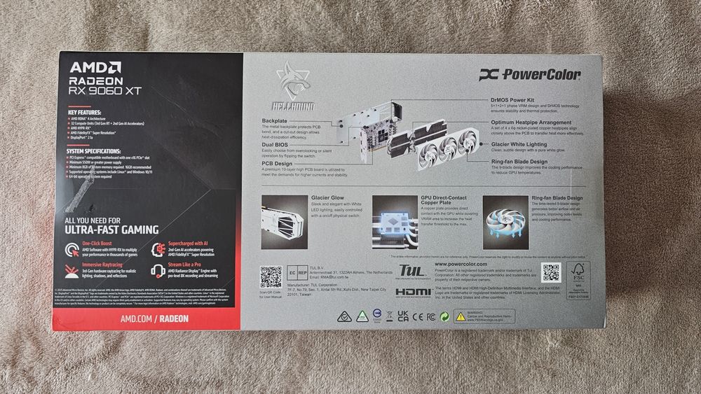 AMD Radeon RX 9060 XT 16GB Powercolor Hellhound Spectral White