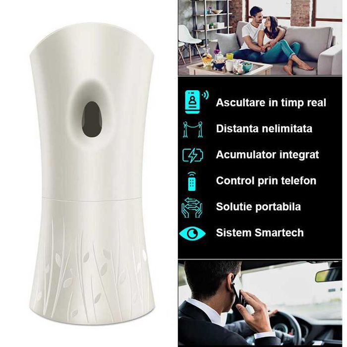 Microfon Spion Profesional Integrat in Odorizant de Camera – Ascultare In Timp Real Prin Telefon SMT SECURITY