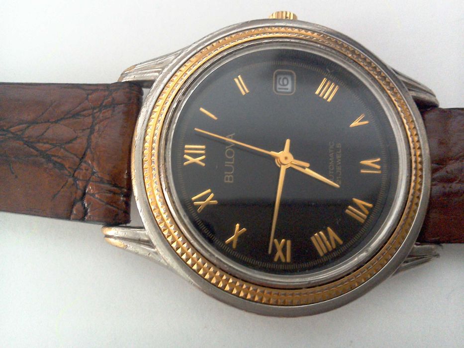 Ceas elvetian automatic BULOVA 21 rubine 37 x 43 mm fc, curea crocodil