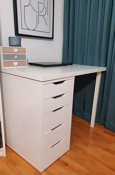 Birou Alex, alb, 100x60x74 cm